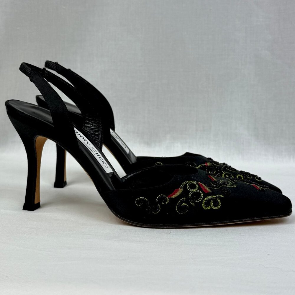 New! Stunning Jimmy Choo Ornate Embroidered and Beaded SlingBacks, US Size 7 - Picture 2 of 9